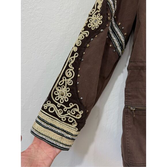 Free People Golden Quills Embellished Military Jacket XS - Picture 6 of 7